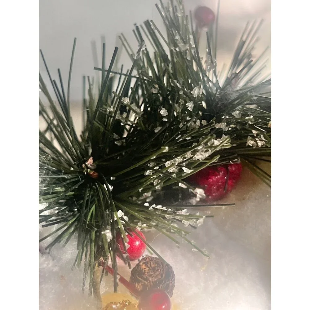Santa Claus Christmas Ornament with Decorations Pine Accents 12”